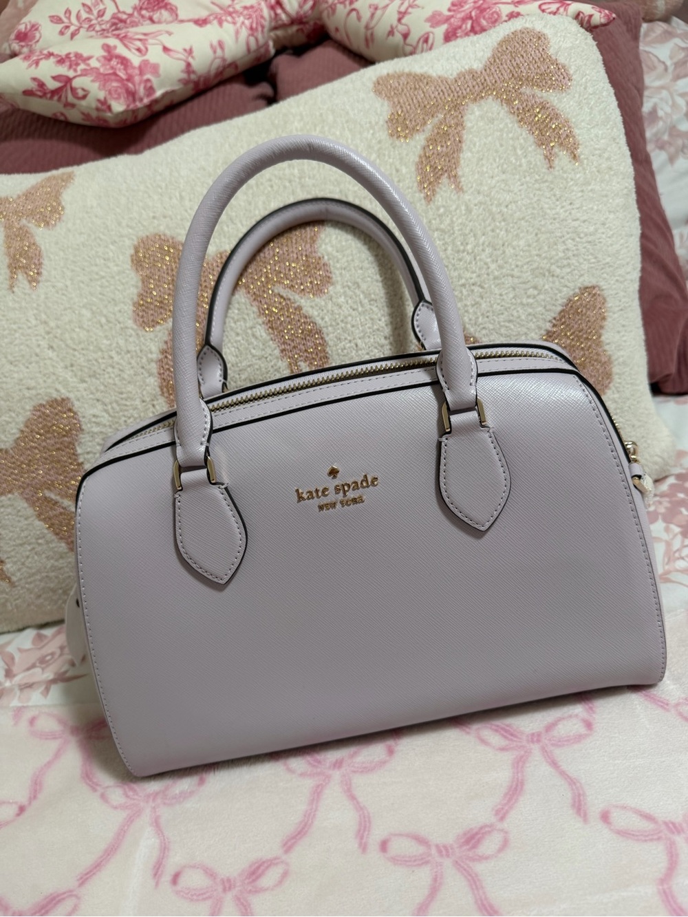 kate spade Lavender Dome Satchel in Light Lilac with crossbody strap
